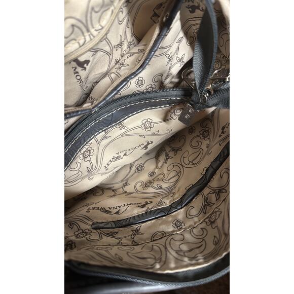 Montana West Floral Embroidered Silver Studded Boho Western Handbag Purse - Picture 8 of 13